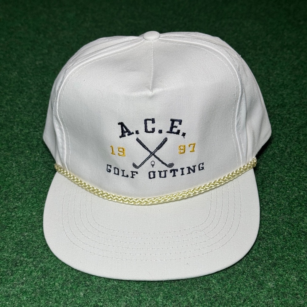 Ace Golf Snapback Hat White 90s Retro Golf Baseball Vintage